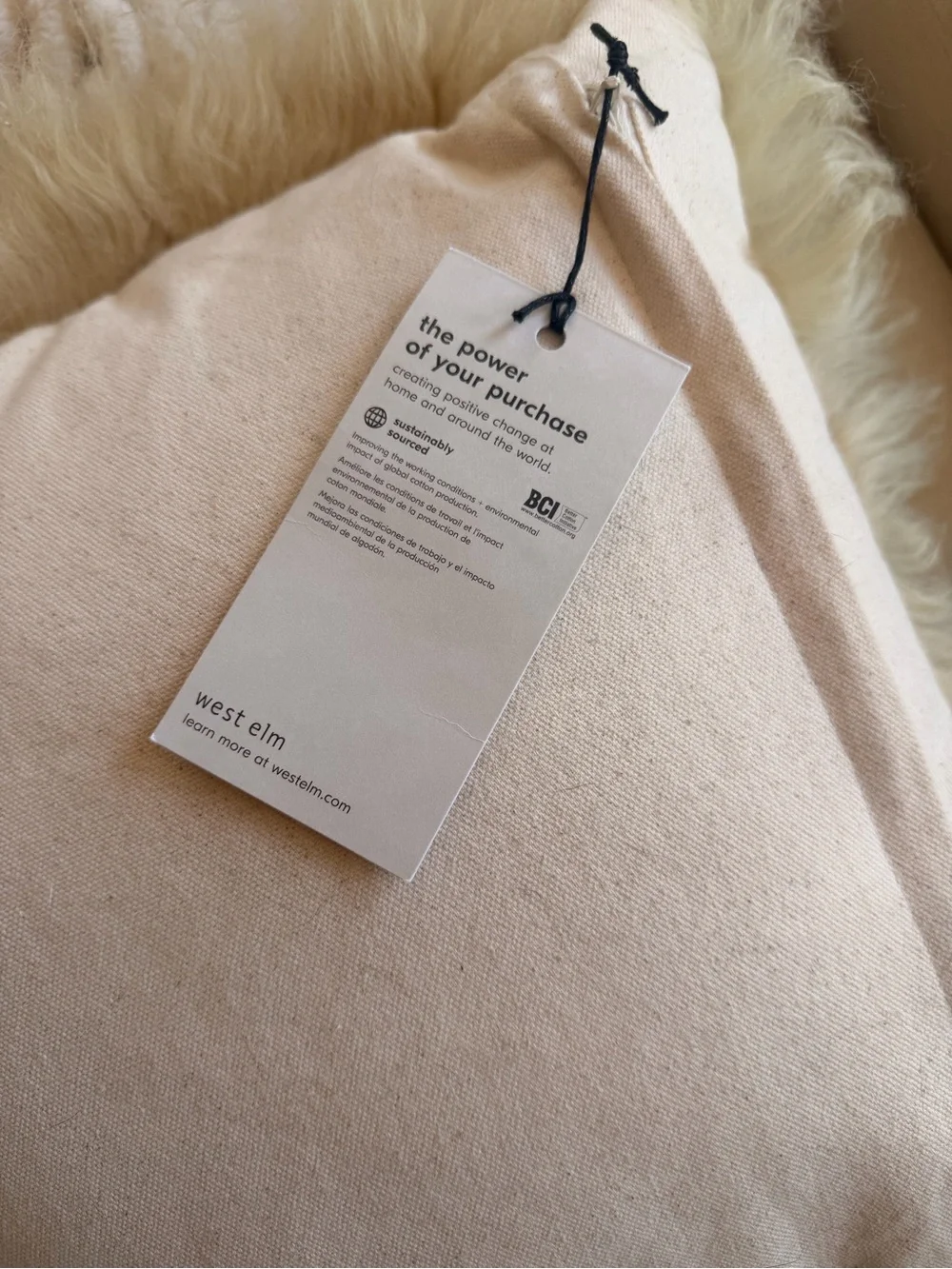 West Elm Mongolian Fur Throw Pillow